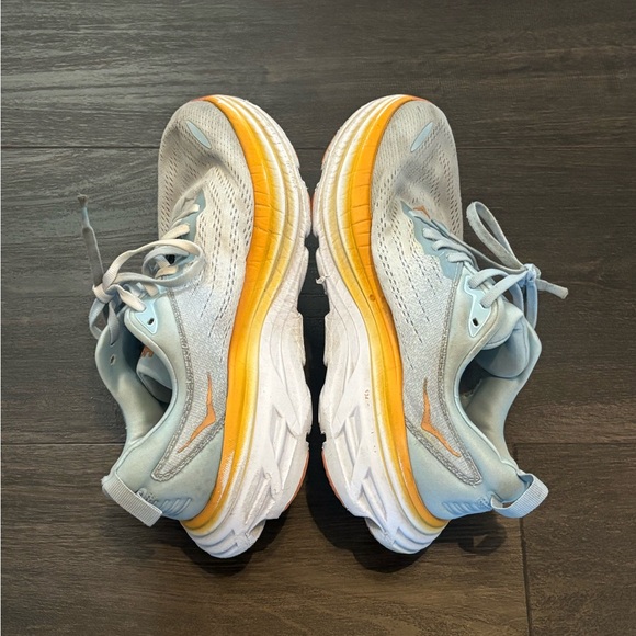 Size 7.5DHoka One One HOKA Bondi 8 Summer Song Women's Shoes Blue-Yellow Sneaker - Picture 4 of 6